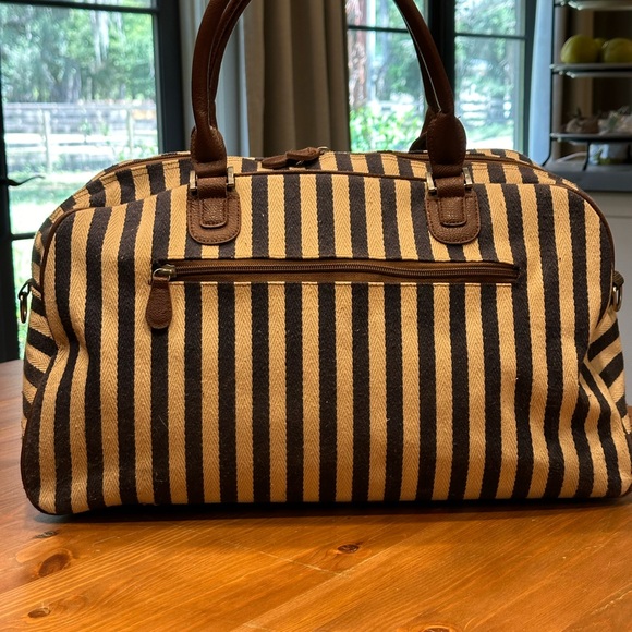 GUC Over-Nighter Carry-On Travel Bag With Matching Cosmetic Case Navy & Cream - Picture 2 of 10